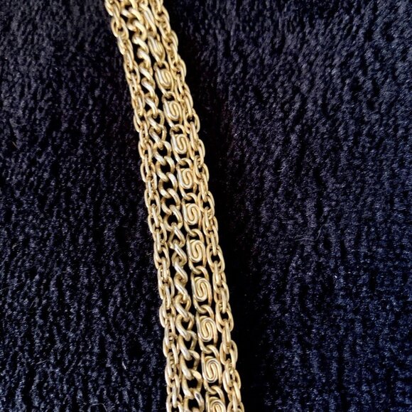 Goldette NY Signed Necklace 4 Strand Chain Layered Goldtone Bow Clasp Vintage - Picture 10 of 10